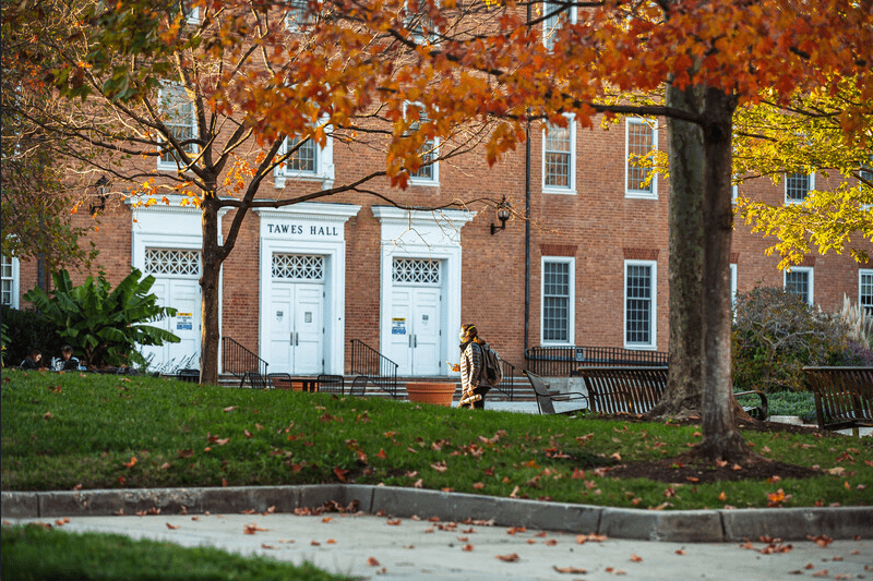 Front of Tawes Hall in autumn 